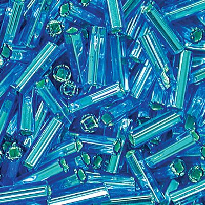 Czech Silver-Lined Bugle Beads (#2) 5MM - Dk. Aqua (55 Grams)