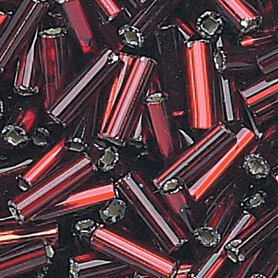 Czech Silver-Lined Bugle Beads (#2) 5MM - Garnet (55 Grams)
