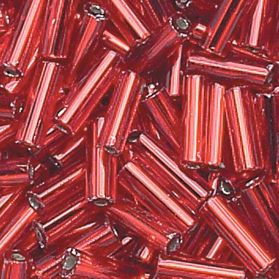 Czech Silver-Lined Bugle Beads (#2) 5MM - Ruby(55 Grams)