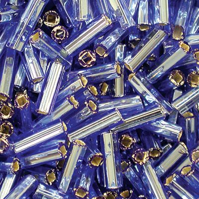 Czech Silver-Lined Bugle Beads (#2) 5MM - Sapphire (55 Grams)