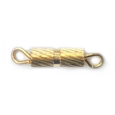8mm Diagonal Ribbed Barrel Screw Clasp, Gold-Plated (36 Pieces)
