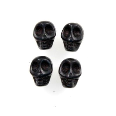 10mm Stone Skull Bead-Black (40 Pieces)