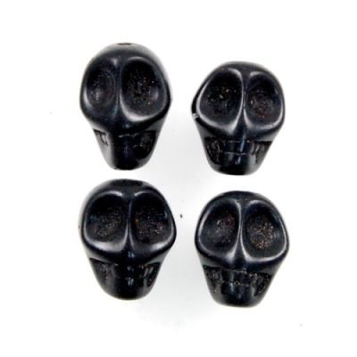 13mm Stone Skull Bead-Black (33 Pieces)