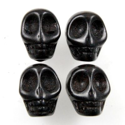 18mm Stone Skull Bead-Black (22 Pieces)