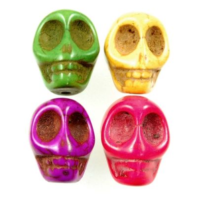 18mm Stone Skull Bead-Mixed Colors (22 Pieces)