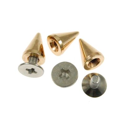 Metal Cone Spike 10mm-BULK PACK! (Gold) (100 Pieces)