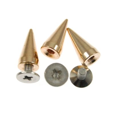 Metal Cone Spike 15mm-BULK PACK! (Gold) (50 Pieces)