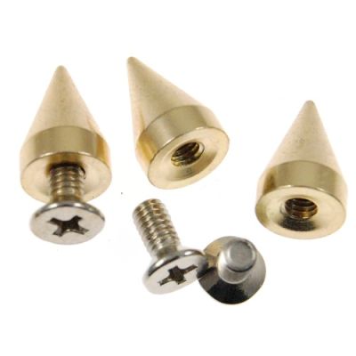 Metal Cone Spike 15mm-Wide-BULK PACK! (Gold)    (50 Pieces)