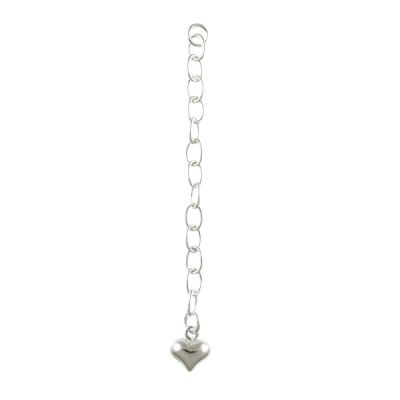 Necklace Extender Chain with Heart Charm, 2" Inches, Sterling Silver (5 Pieces)
