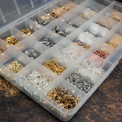 No Spill Plastic Bead Organizer 32 Compartments - 13.75 x 8.5 x 1.5 inches (EA)