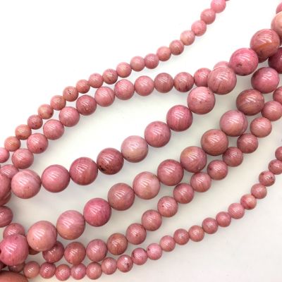 Smooth Round, Rhodonite Beads, Choose Size (16" Strand)