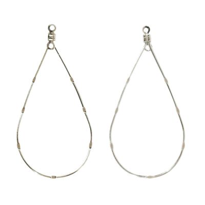 Teardrop Hoop, Notched w/ 2 Loops, 45 x 25mm, Sterling Silver-Plate (36 Pieces)