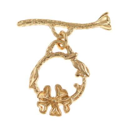 Flower Toggle Clasp, 20mm, Gold (6 Pairs)