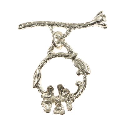 Flower Toggle Clasp, 20mm, Silver (6 Pairs)
