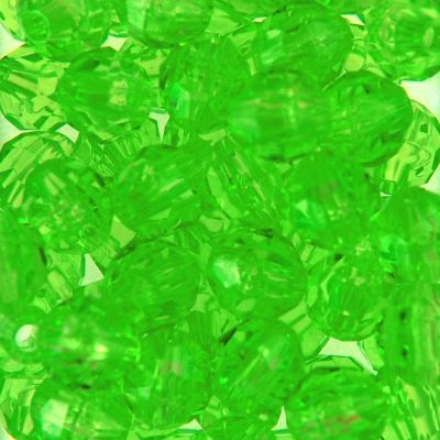 Tr. Lime - Faceted Transparent Plastic Beads (Choose Size) (Pack)