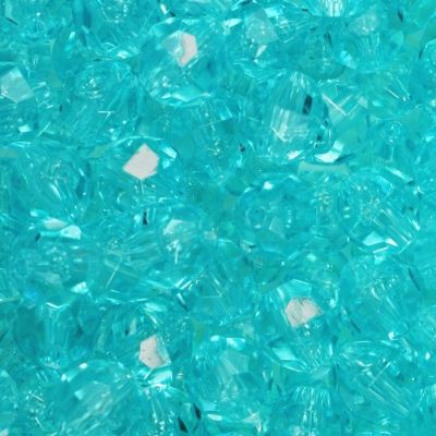 Tr. Light Turquoise- Faceted Transparent Plastic Beads (Choose Size) (Pack)