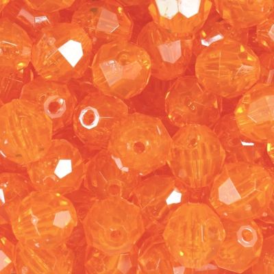 Tr. Orange - Faceted Transparent Plastic Beads (Choose Size) (Pack)