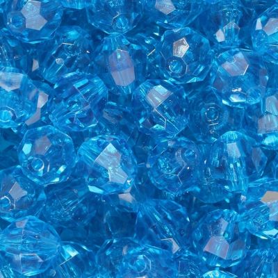 Tr. Turquoise- Faceted Transparent Plastic Beads (Choose Size) (Pack)