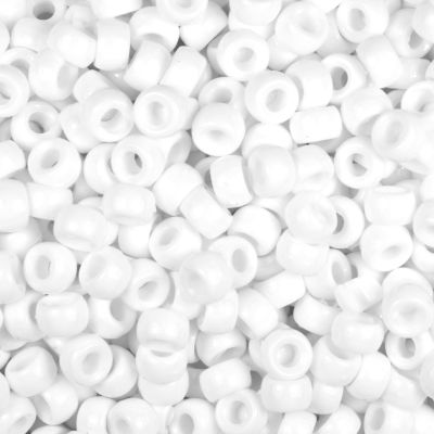 Mini Pony Beads, 6.5x4mm, Opaque White (Approx. 1000 Pieces)