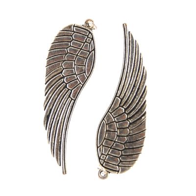 50mm Feathered Angel Wing Bead (Silver) (8 PCS)