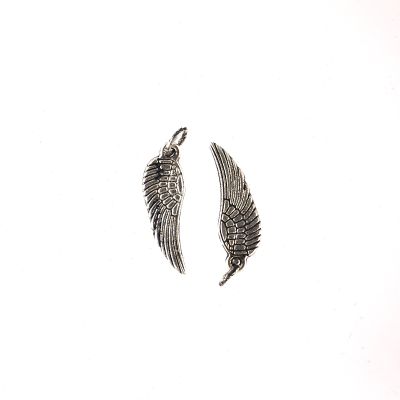 16mm Feathered Angel Wing Bead (Silver) (12 PCS)