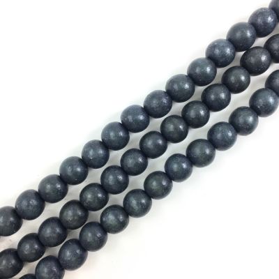 Wood Beads (Dyed Waxed) Blue/Grey, Round (16" Strand)