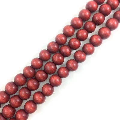 Wood Beads (Dyed Waxed) Brown, Round (16" Strand)