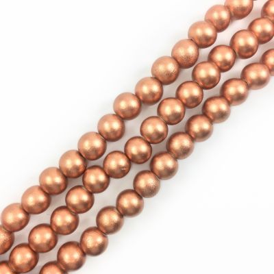 Wood Beads (Coated Waxed) Copper, Round (16" Strand)