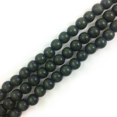 Wood Beads(Dyed Waxed) Dark Forest, Round (16" Strand)
