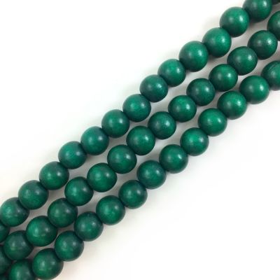 Wood Beads (Dyed Waxed) Dark Green, Round (16" Strand)