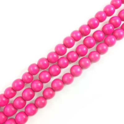 Wood Beads(Dyed Waxed) Dark Pink, Round (16" Strand)