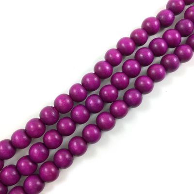Wood Beads (Dyed Waxed) Dark Purple, Round (16" Strand)