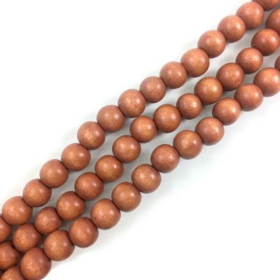 Wood Beads (Dyed Waxed)  Light Brown, Round (16" Strand)