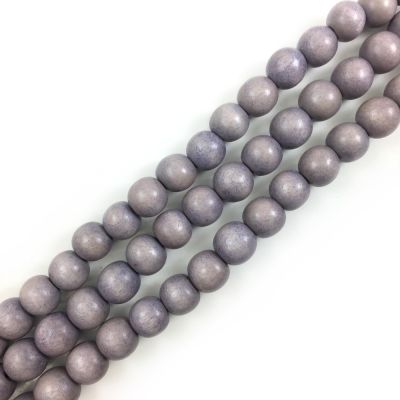 Wood Beads (Dyed Waxed) Light Grey, Round (16" Strand)