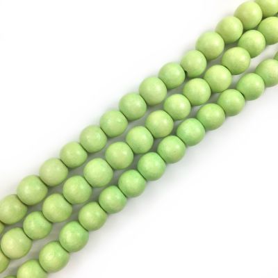 Wood Beads(Dyed Waxed) Lime Green, Round (16" Strand)