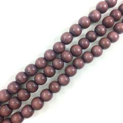 Wood Beads (Dyed Waxed) Mocha Brown, Round (16" Strand)