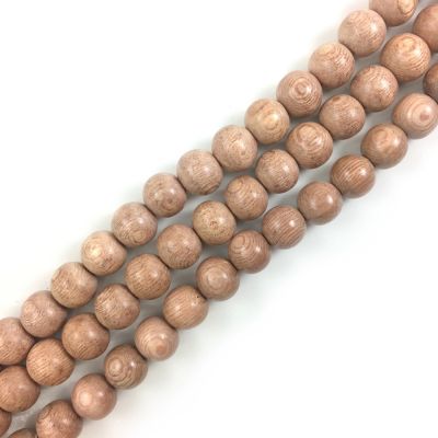 Wood Beads (Waxed) Natural Khaki, Round (16" Strand)
