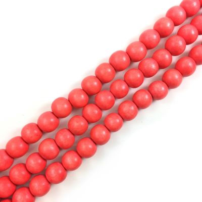 Wood Beads (Dyed Waxed) Orange, Round (16" Strand)