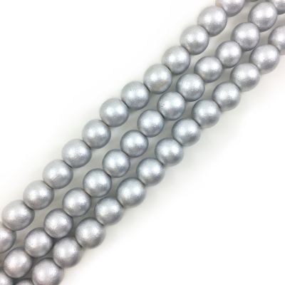 Wood Beads (Coated Waxed) Silver, Round (16" Strand)