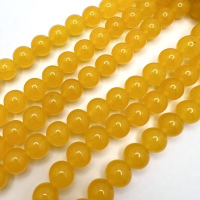 10mm Smooth Round, Yellow Jade Beads (16" Strand)