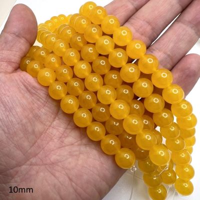 10mm Smooth Round, Yellow Jade Beads (16" Strand)