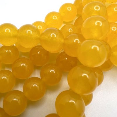 Smooth Round, Yellow Jade Beads, Choose Size (16" Strand)