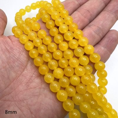 8mm Smooth Round, Yellow Jade Beads (16" Strand)