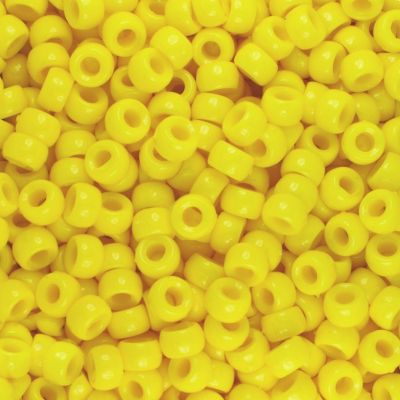 Mini Pony Beads, 6.5x4mm, Opaque Yellow  (Approx. 1000 Pieces)